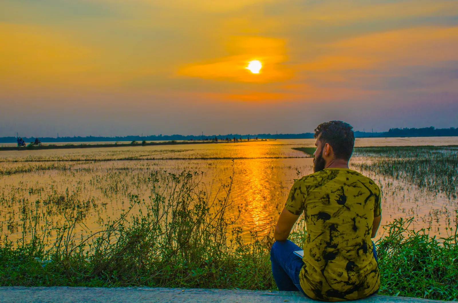 Golden Sunset At Diguliya Bill Pabna
