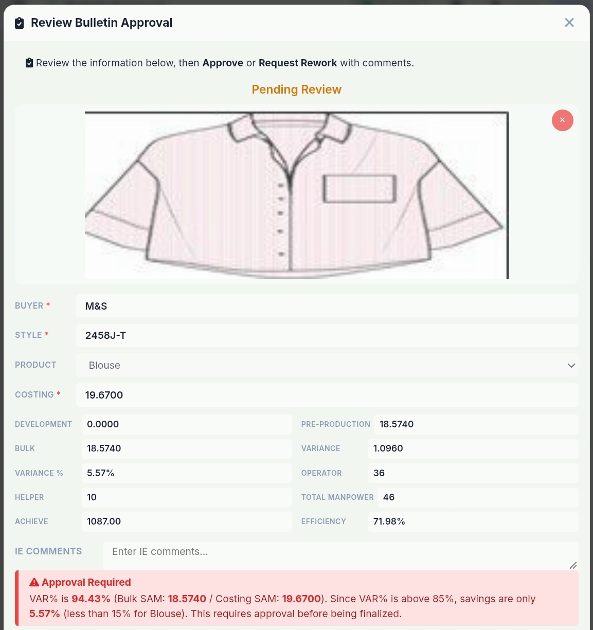 Operation Management screen